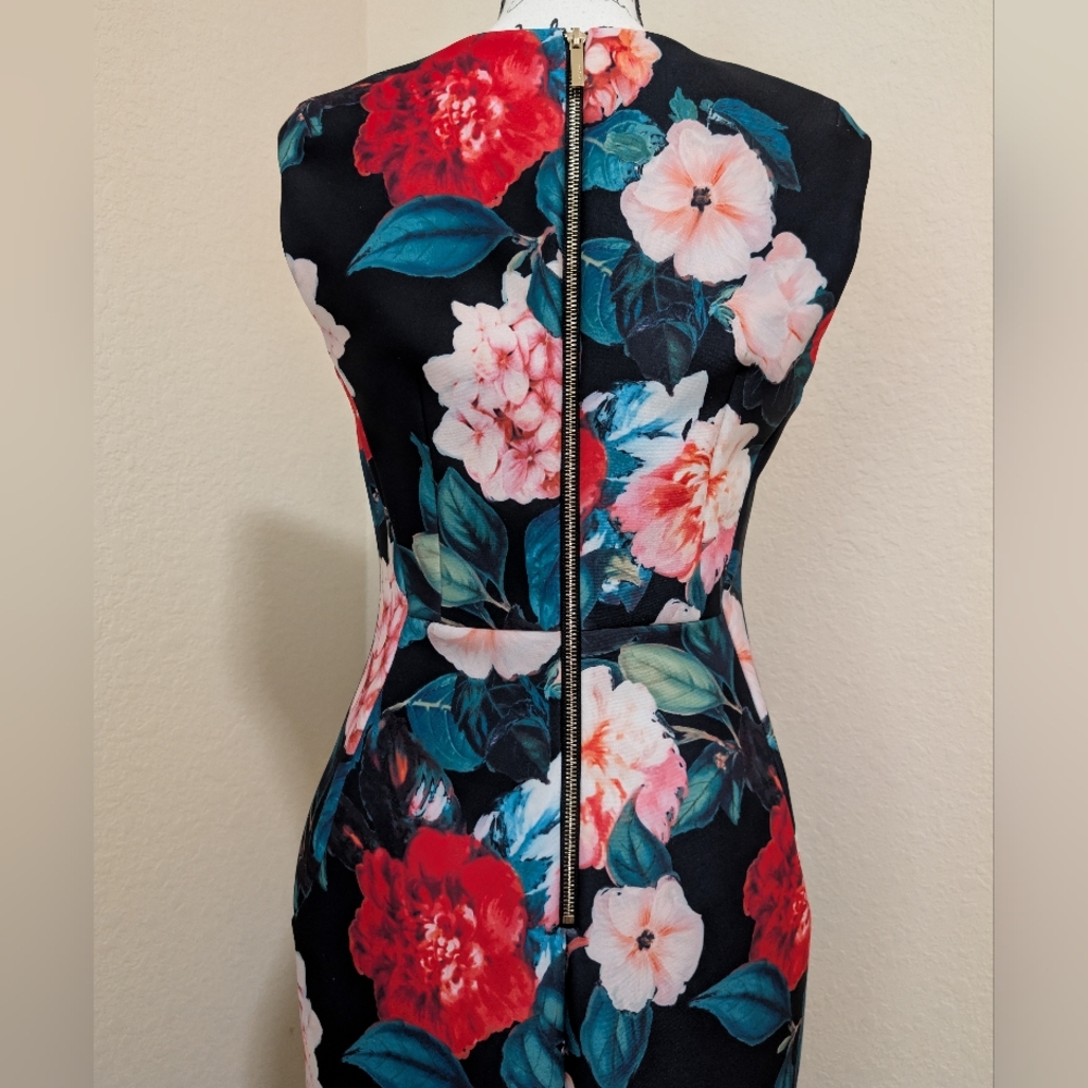 Calvin Klein Floral Sheath Sleeveless Midi Dress•Black,Red,Green,Pink•Size 4♥️🩷 - Picture 12 of 13